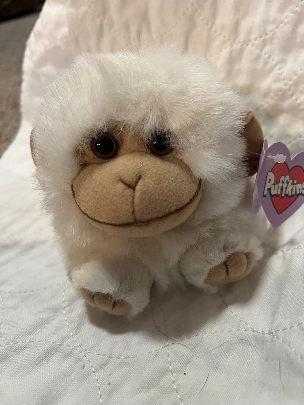 White Plush Monkey Small Pet Toy